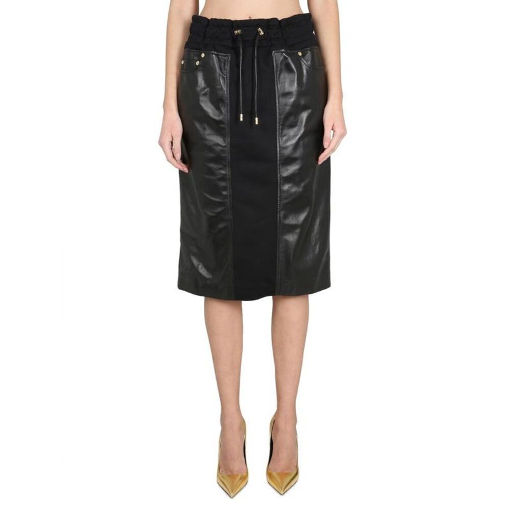 TOM FORD Women's Mixed Media Drawstring Midi Skirt Women BLACK Skirts